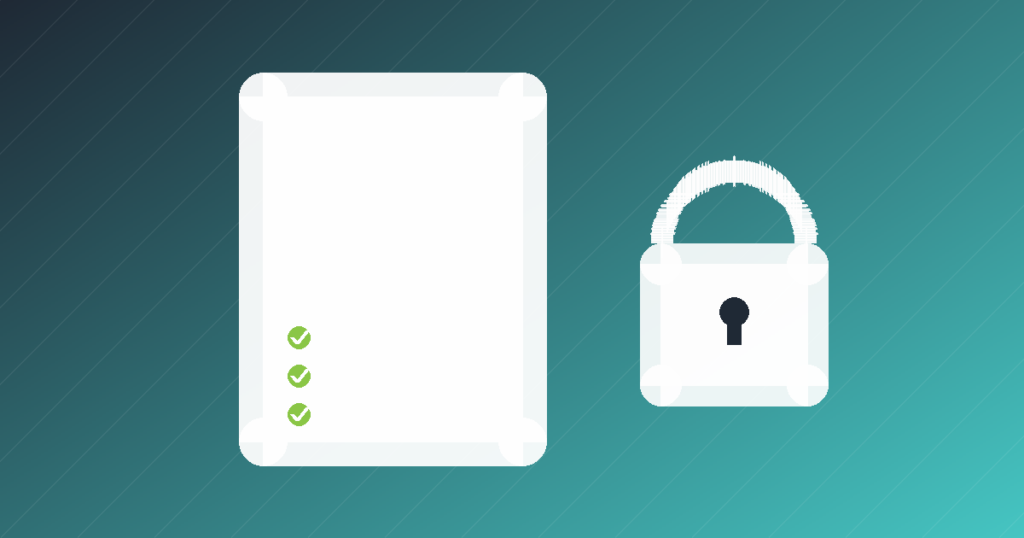 Illustration of an ID badge and padlock representing an IT offboarding and access security checklist for UK businesses